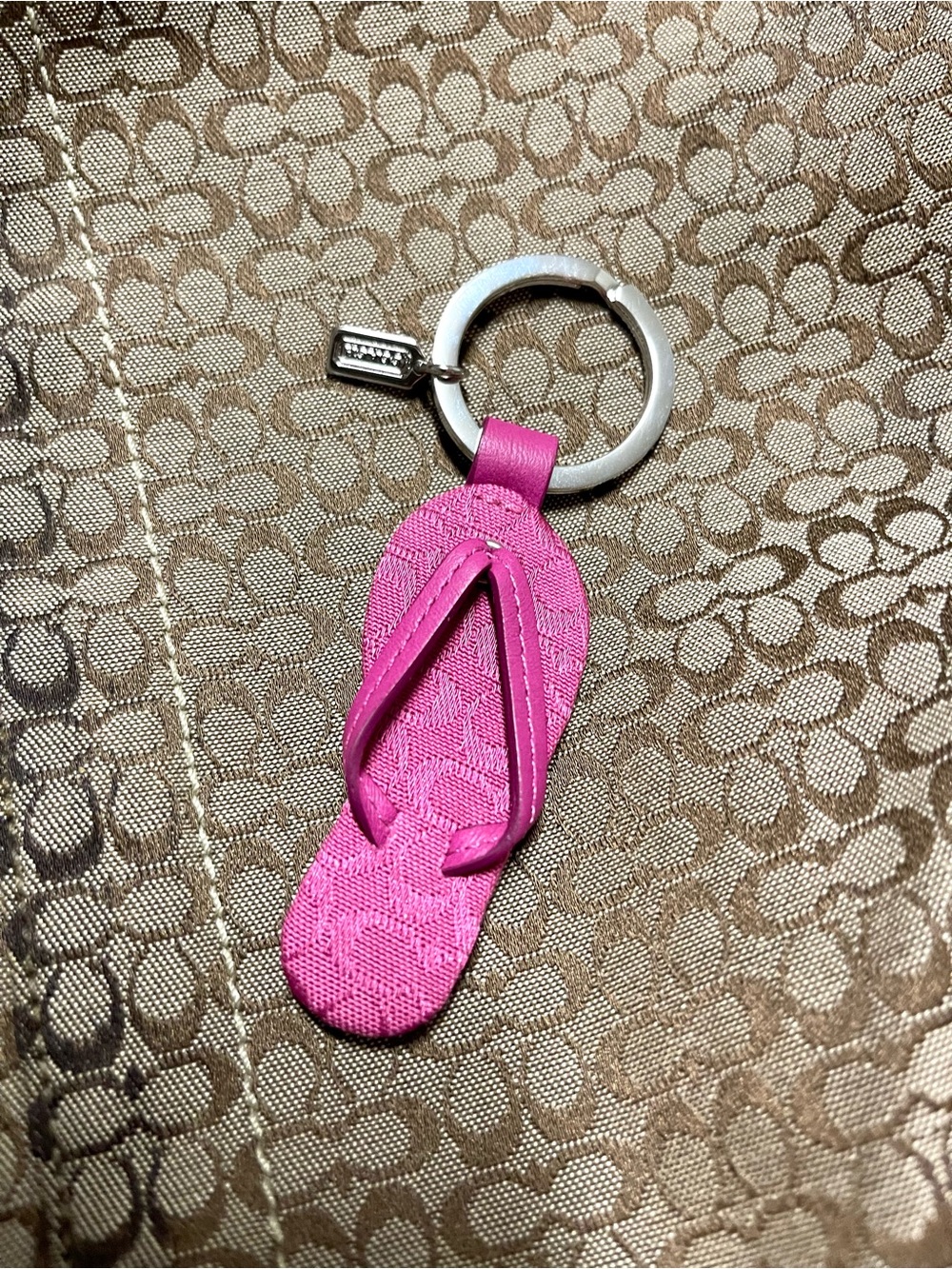 Vintage Coach Hot Pink Flip Flop Keychain